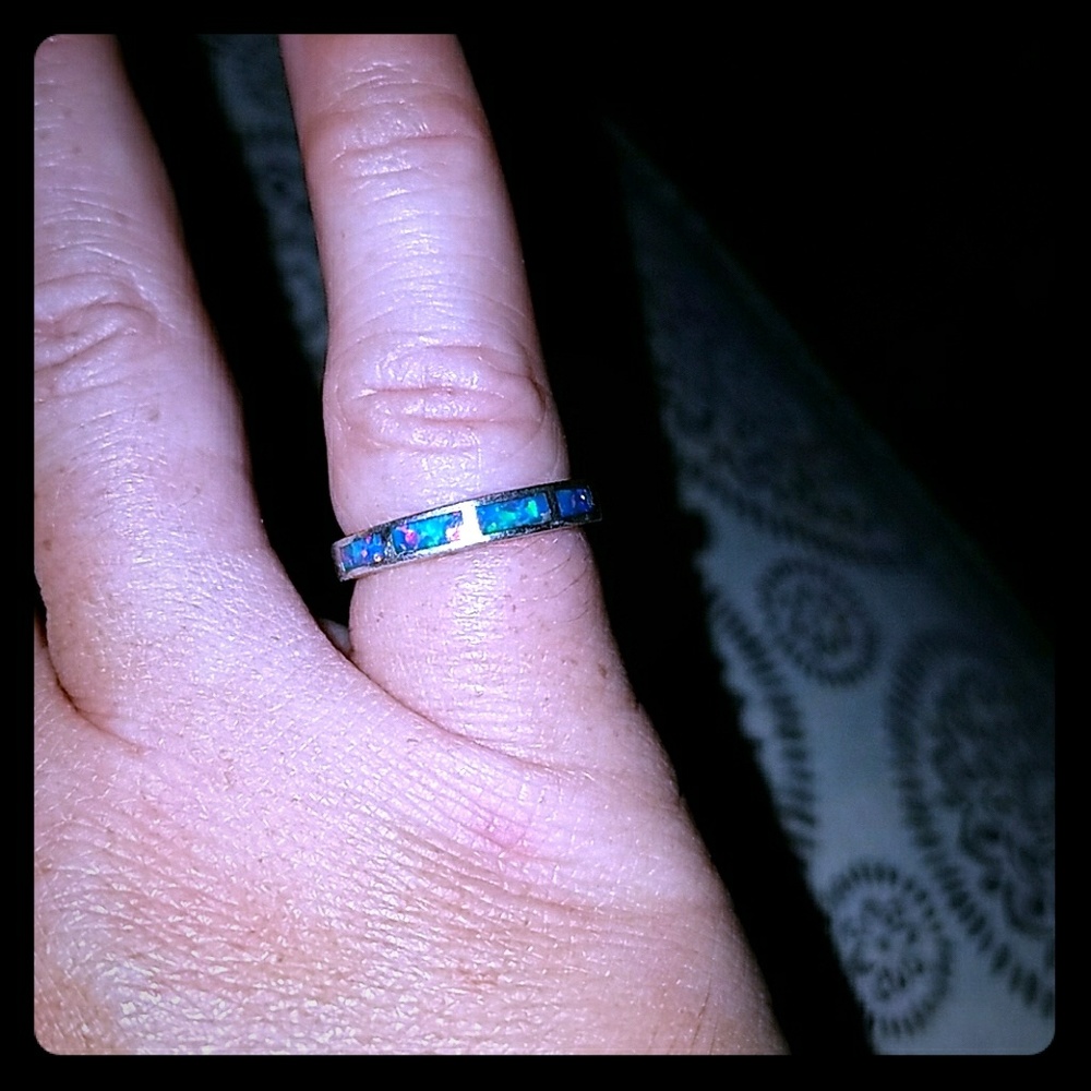 Sterling silver opal band
